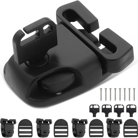 Clips de Verrouillage pour Spa - Kit de 4 Pièces - Plastique et Acier Inoxydable - Fixation Sécurisée Contre le Vent - Pour Couverture de Jacuzzi Extérieur - Noir (1/5)