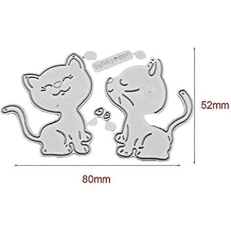 Pochoirs de découpe Chats en métal, motif deux chatons mignons, pour scrapbooking, albums photo, cartes et loisirs créatifs.