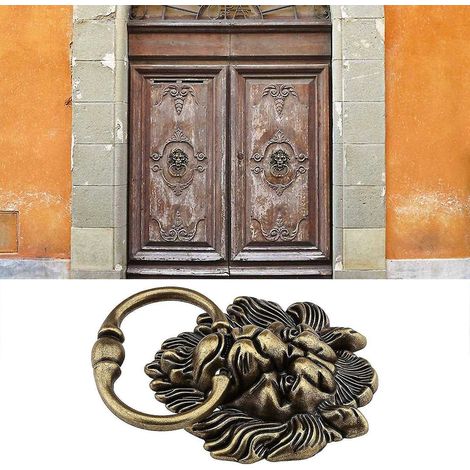 Poignée de porte de placard/penderie 52 cm, style antique brossé tête de lion (1/5)