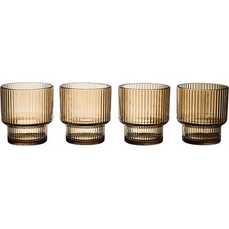 Lot de 4 Verres Striés "Ambre" 28cl Jaune (1/4)