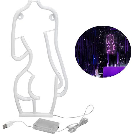 LED-Neonleuchte mit Darstellung einer sexy Frau mit einem anmutigen Rücken. Pinkfarbene LED-Neonleuchte zur Dekoration von Schlafzimmer, Bar, Büro, Party oder Hochzeit. Betrieb über USB oder Batterie (1/5)