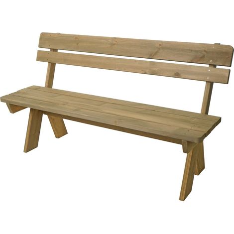 Banc de jardin avec dossier en bois massif 3 places 148 cm finition naturelle 040010262 (1/5)