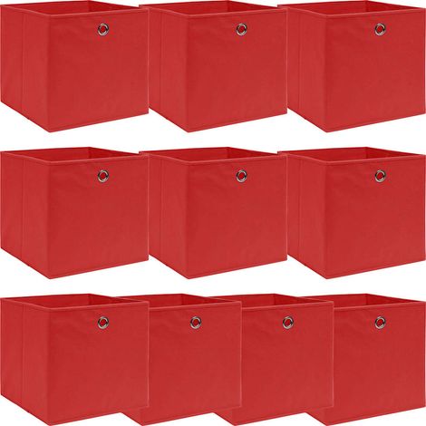 Cajas de almacenaje 10 uds tela rojo 32x32x32 cm vidaXL