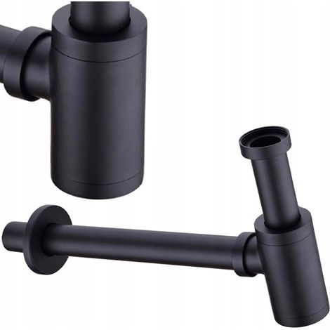 Sifone per lavabo nero regolabile in altezza. (1/5)