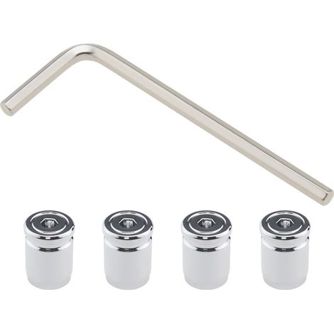 Lot de 4pcs Capuchons de Tige Valve de Pneu de Voiture en Acier Inoxydable Antivol pour Pneu de Roue avec Clé pour Voiture Bus Camion Moto Vélo, Argent (1/5)