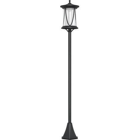 Solar-LED-Außenleuchte. Automatischer Betrieb. Wetterfest. 6 Stunden Akkulaufzeit. 17 cm (B) x 17 cm (T) x 127 cm (H). Schwarz.