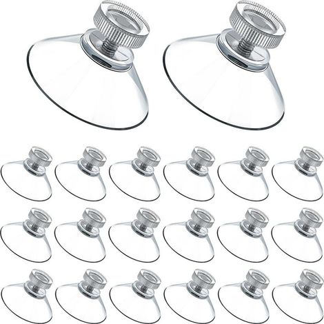Lot de 20 ventouses avec écrou, ventouses en PVC transparent de 40 mm avec vis M4, support à ventouses auto-adhésif puissant pour fenêtres et céramiques (1/5)