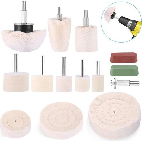 Accessoires de polissage, visseuse sans fil, roue / tampon / cne de polissage, kit de brosses coniques, en velours de coton, pour perceuse (1/5)
