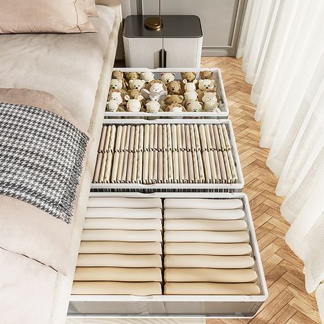 Weiß Aufbewahrungsbox m/ Deckel Büro Regal Stoffbox Faltbare Unterbett-Organizer