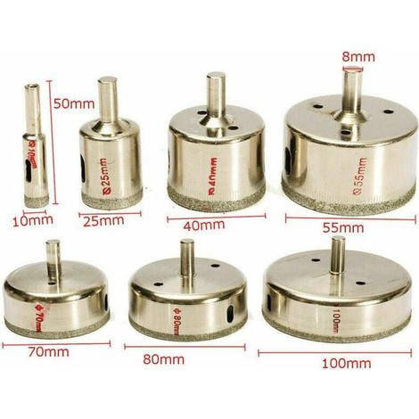 HONORNIC - 7pcs Diamant Enduit Perceuse Sciecloche Trou Pour Verre Ceramique Marbre 10100mm (1/4)