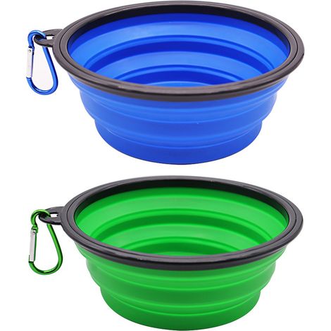 Gamelle Pliable - 350 ml - Pour Chiens Et Chats - Avec Crochet De Transport - Lot De 2