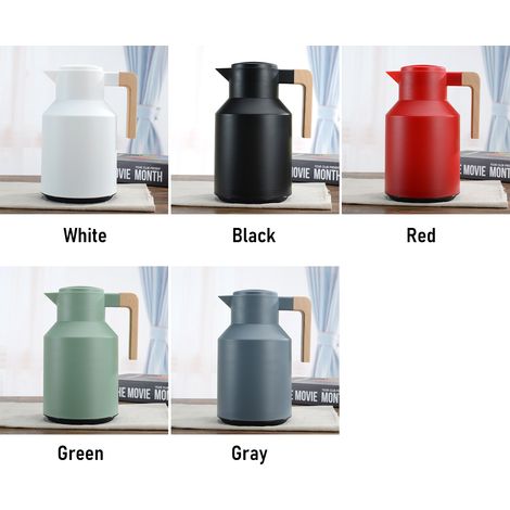 Caraffa termica da 1 litro, thermos a doppia parete con manico in legno, bollitore, bottiglia termica per mantenere il tè caldo e freddo. (1/5)