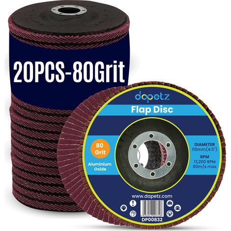 Dapetz ® Flap Discs 115mm Grinding Discs 80 Grit Grinding Discs Aluminium Sanding Discs for 4.5" Angle Grinder to Sanding Grinding Metal Wood and Stainless Steel-20Pcs (1/5)
