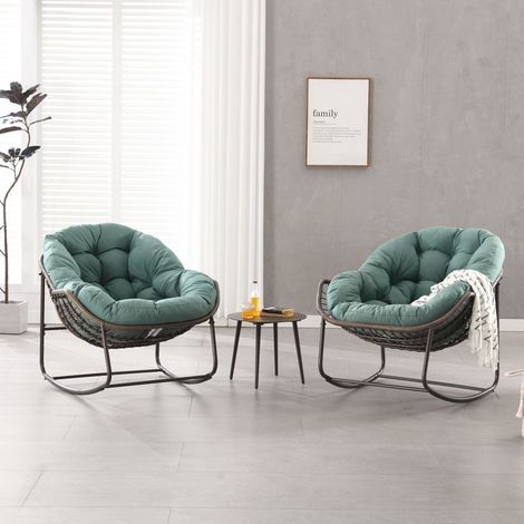 Chaise berçante d'extérieur, chaise œuf en osier surdimensionnée pour patio, chaise à bascule confortable pour intérieur et extérieur avec coussin épais, chaise longue moderne pour balcon, porche avan (1/5)