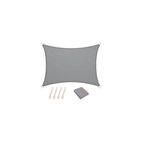 Store Extérieur Rectangulaire 2,5x3m Gris, Toile Anti-UV 95% pour Balcon Jardin Terrasse Piscine, Avec Cordes de Fixation (1/4)