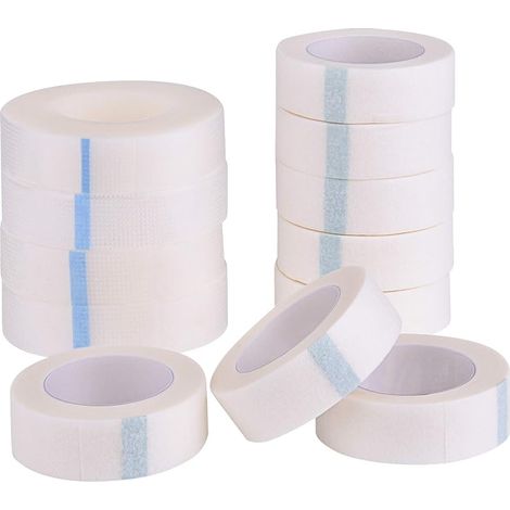 FEPITO 8 rouleaux de ruban adhésif pour extensions de cils et 4 rouleaux de ruban microporeux blanc adhésif pour la pose d'extensions de cils (1/5)
