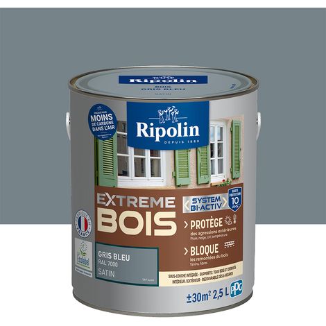 Ripolin – Peinture satin pour bois intérieur et extérieur 2,5L – Gris bleu RAL 7000 – Haute résistance aux intempéries et UV – Écologique (1/5)