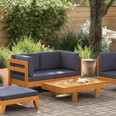 vidaXL Muebles de jardín 2 pzas cojines madera acacia gris oscuro (1/5)
