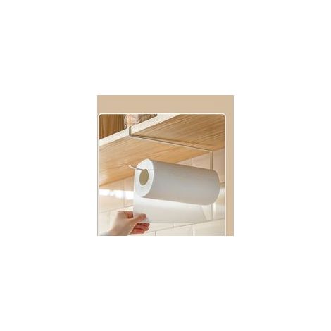 Support de rangement suspendu pour armoire, porteserviettes en papier, blanc, acier, adapté à la cuisine, à la salle de bain et à la chambre à coucher (1/4)