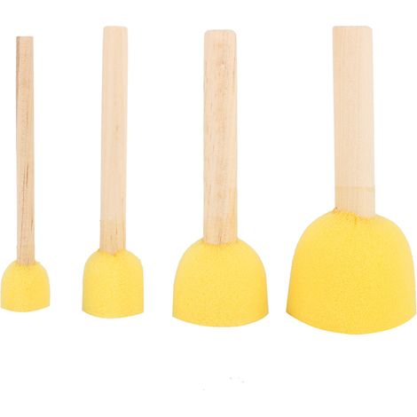 Ensemble de 4 pinceaux en mousse à pochoir avec manche en bois pour meubles et loisirs créatifs