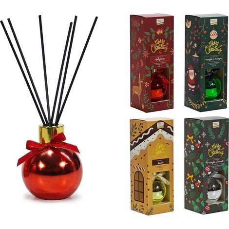 TrAdE Shop Traesio - Diffusore Fragranza Per Ambienti Natalizia 100ml A Forma Di Palla Con Bastoncini 4 Colori - (1/3)