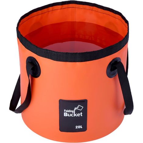 Seau Pliant 20L - Portable Seau Pliable Transporteur d'eau Bac De Lavage pour Camping Randonnée Pêche Voyage Orange (1/5)