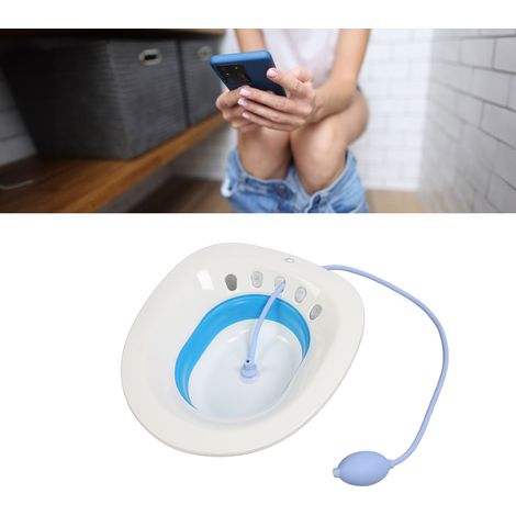 Bain de siège pour hémorroïdes, siège de toilette, soins post-partum, kit de bain de siège pliable pour femmes, bleu. (1/5)