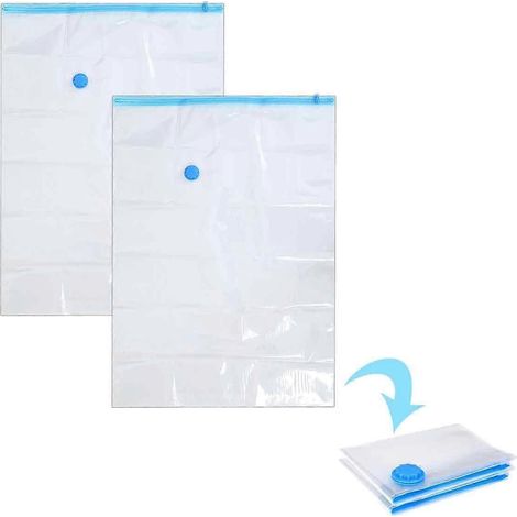 Lot de 2 sacs de rangement sous vide 50 x 70 cm, gain de place, pour couettes, draps, oreillers et vêtements de voyage. (1/5)