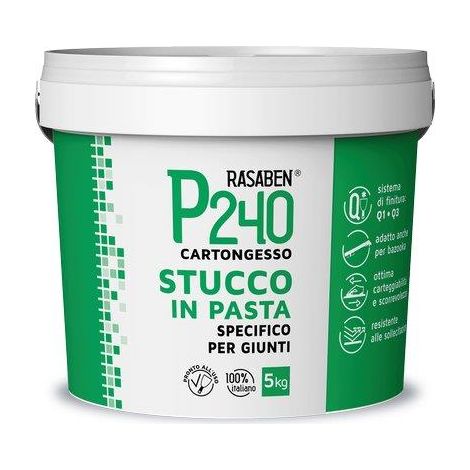 STUCCO PASTA CARTONGESSO P240 K2 RASABEN - KG 5 SPECIFICO GIUNTI- 4 pezzi
