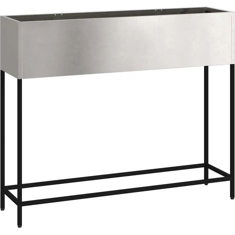 Jardinera elevada rectangular moderna para exteriores 100 x 26 x 82 cm de acero inoxidable plateado 020052092 (1/5)