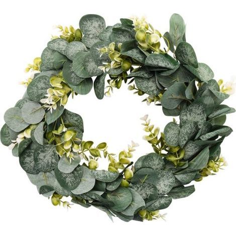 Couronne D'Eucalyptus DéCor de Ferme, Couronne Verte Porte D'EntréE Ferme Couronne Artificielle Printemps éTé Verdure Couronne (1/4)
