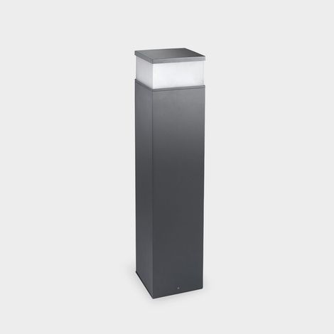 LEDS C4 Cubik Borne extérieure 65 cm Gris urbain, LED mate 17,5 W, température de couleur 2700-3200-4000 K, IP65, interrupteur marche/arrêt
