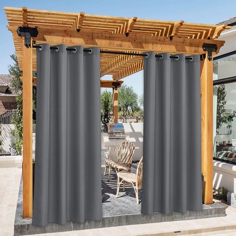 Verdunkelungsvorhänge für den Außenbereich, wasserdichtes Material, Ösen aus Edelstahl, für Pergola, Terrasse oder Balkon, 140 x 240 cm (1/5)