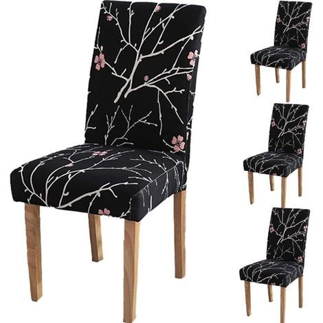 Chair Cover Decor 4 Pieces Stretch Chair Cover-Slip Spandex Material Chair Cover with Elastic Band for Universal Fit, Very Easy to Clean and Durable