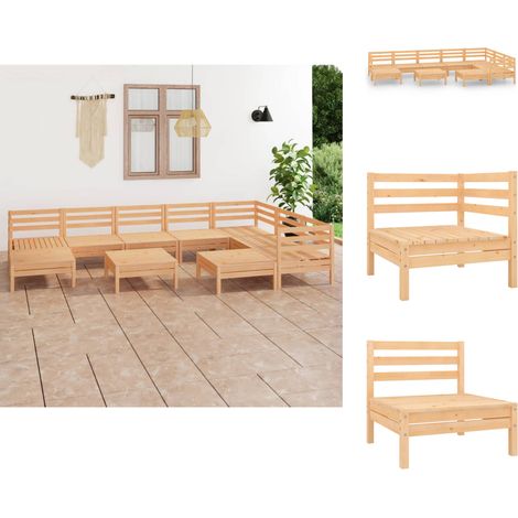 Gartenmöbel-Sets - Living 10-tlg. Garten-Lounge-Set Massivholz Kiefer (1/5)