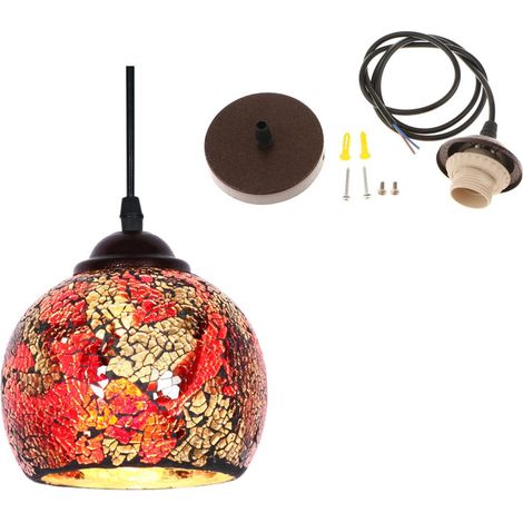 Lampe Suspendue Vintage En Mosaïque, Design, Abat-jour De Plafond, Vitrail, 3  (1/5)