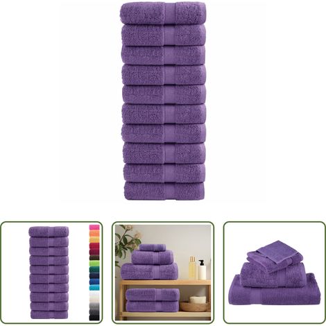 vidaXL Gesichtstuch - Premium-Gästetücher SOLUND 10 Stk. Lila 30x50 cm 600 g/m² (1/5)