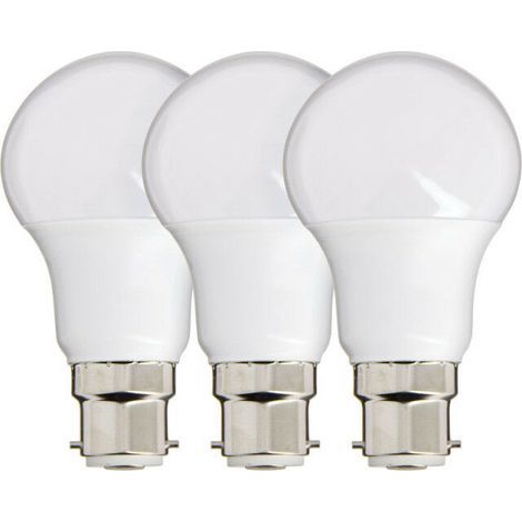 Paquete de 3 bombillas LED SMD A60 opalescentes, B22 – 806 lm, 8,8 W (equivalente a 60 W), blanco cálido 2700 K, clase de ahorro energético A++. (1/4)