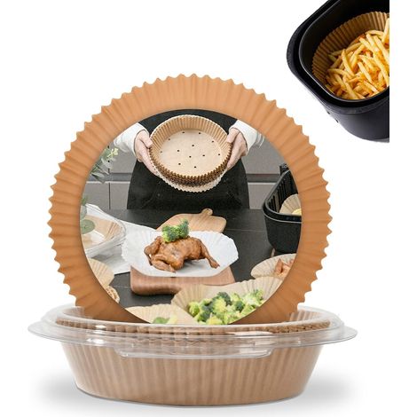 Carta da forno usa e getta per friggitrici ad aria, rivestimenti antiaderenti per friggitrici ad aria, perfetti per l'uso in padelle e forni. (1/5)