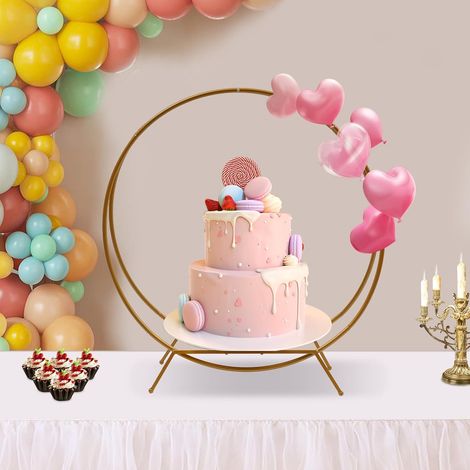 80cm Tortenständer mit Hochzeitsbogen Hochzeit Kuchenstand Bogen Blumenständer Tortenständer Rahmen aus Eisen (1/5)