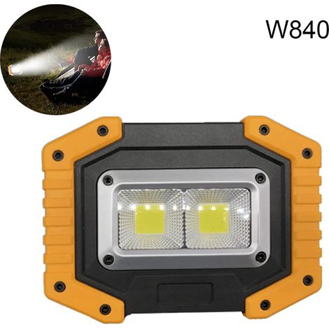 Lampe de travail LED portable, projecteurs étanches rechargeables, lampe de chantier super lumineuse avec support intégré pour éclairage intérieur (1/5)