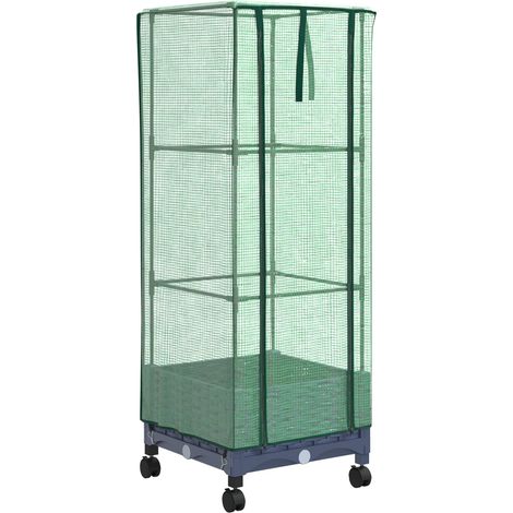 Gartenplanter mit Gewächshausabdeckung und Rädern Blaugrau PP vidaXL