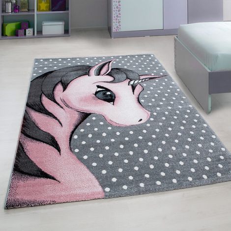 Tapis rectangle pour chambre de bébé licorne Willis Rose 80x150 (1/5)