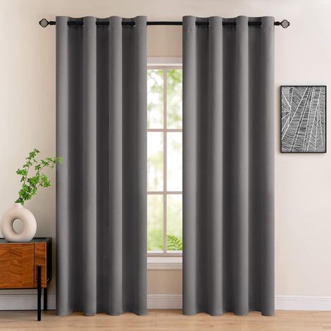 【2er Set Verdunklungsvorhänge】140x260 cm Dunkelgrau mit Ösen & Wärmeisolierung • Lichtundurchlässige Fenstervorhänge für Schlafzimmer, Wohnzimmer & Haus • Weicher, dekorativer Stoff • Kälte- & Hitzesc
