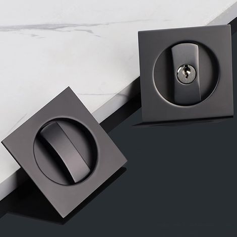 CSPARKV (6,6 × 6,6 × 4 cm) Cerradura de perilla con pestillo, cerradura de puerta corredera cuadrada empotrada con llave (1/4)