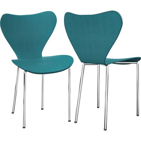 Chaise Empilable 2 Pièces en PP Ergonomique 150kg - Multifonction Cuisine/Bureau/Jardin/Mariage - Facile à Nettoyer & Résistant (Intérieur/Extérieur) - Design Durable Bleu Gain de Place (1/5)