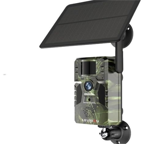 Caméra Faune Sauvage Caméra De Suivi Des Sentiers 4MP 4G Avec Panneau Solaire, GPS, Détection Mouvement PIR, Batterie IP66, Chasse Sauvage, Vision Nocturne IR, Forêt Fiable Précise(4G Camera Add 64G) (1/5)
