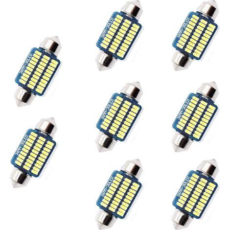 Ampoule LED voiture,8pc,36mm,500 lumens,3 watts lumens,30MSD,12 V Eclairage intérieur à LED,LED voiture,C5W LED,Xénon,Plug and Play,Plafonnier de voiture à LED,Blanc (1/4)