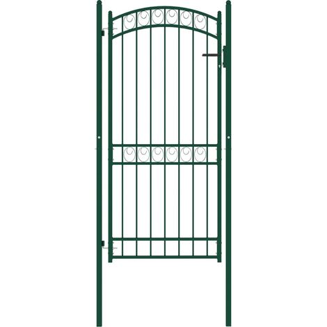 Portail de clôture avec dessus arqué Acier 100x200 cm Vert (1/5)