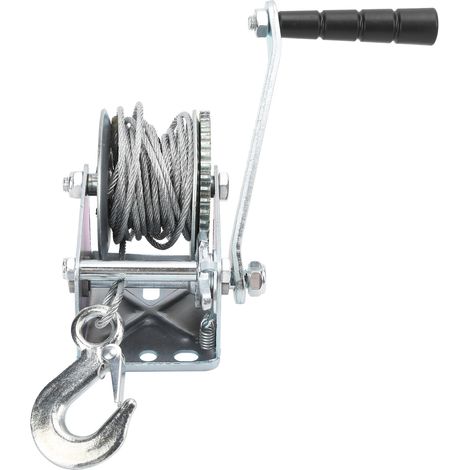 Treuil manuel autobloquant 360 kg avec manivelle, sangle de levage et crochet, outil de levage robuste
